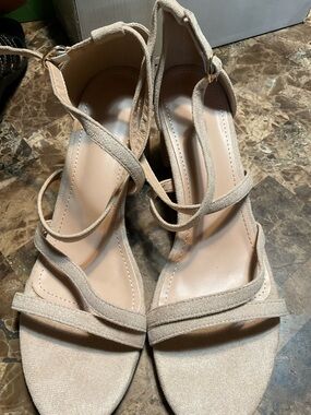 Women’s Strappy Ankle Tie Sandals - Beige